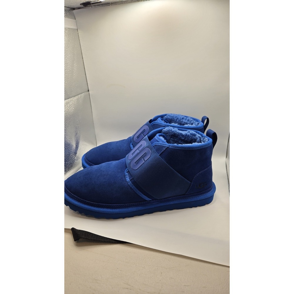 UGG Neumel Snapback Boot Blue Suede Sheepskin Mens 13 Rare Monochrome NWT - Picture 3 of 10